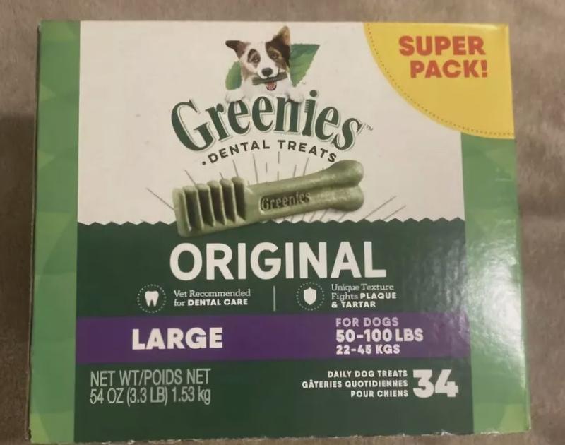 GREENIES Original Large Natural Dog Dental Care Chews Oral Health Dog Treats 36 oz. Pack 24 Treats