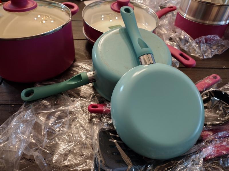 GreenLife Soft Grip Healthy Ceramic Nonstick Pink Saucepans with Lids, 1qt and 2QT,CC003169-001