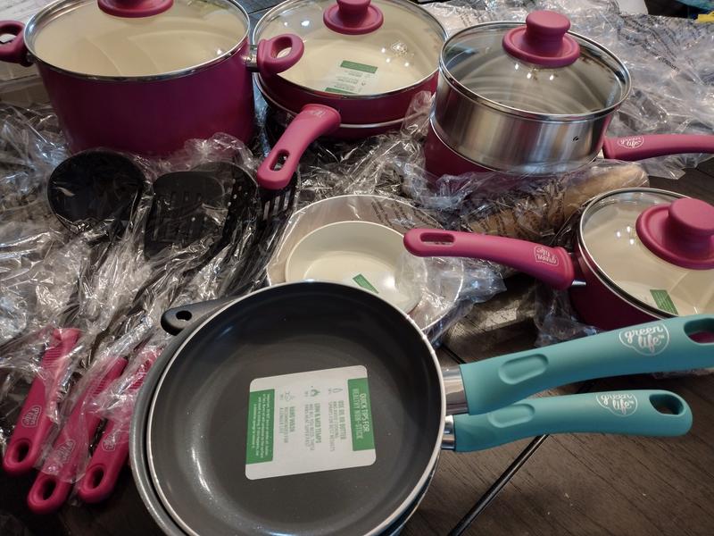 GreenLife Chef's Essentials ceramic non-stick 18-piece cookware set for $49  - Clark Deals