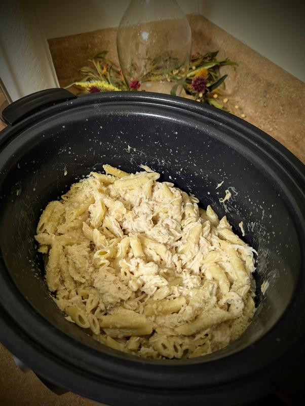 Olive Garden Slow Cooker Chicken Pasta -- cooked amazing and clean up a BREEZE!