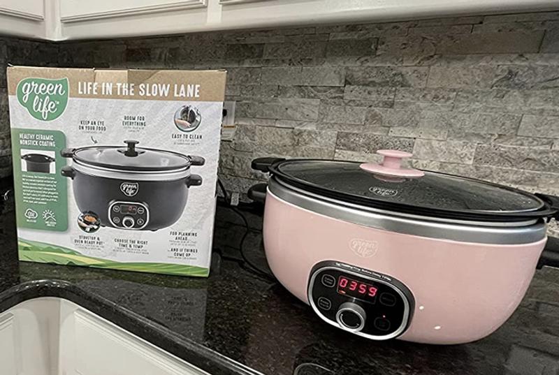 GreenLife Healthy Cook Duo 6 Quart Slow Cooker, Turquoise