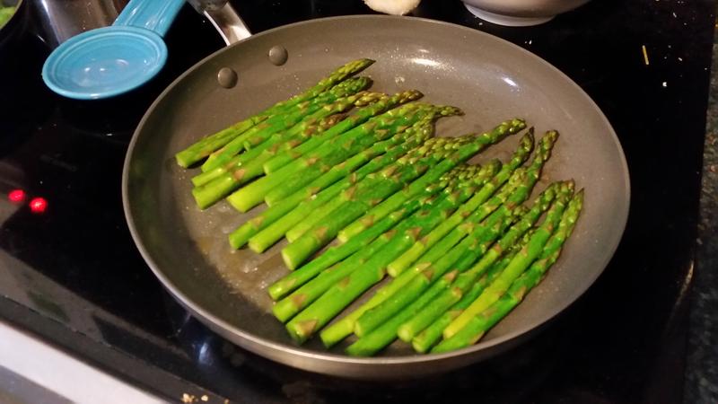 The perfect pan for asparagus. You only need a small amount of oil, and they cook perfectly.