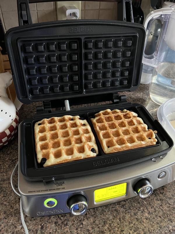 Elite Ceramic Nonstick 4-Square Waffle Maker, Oxford Blue