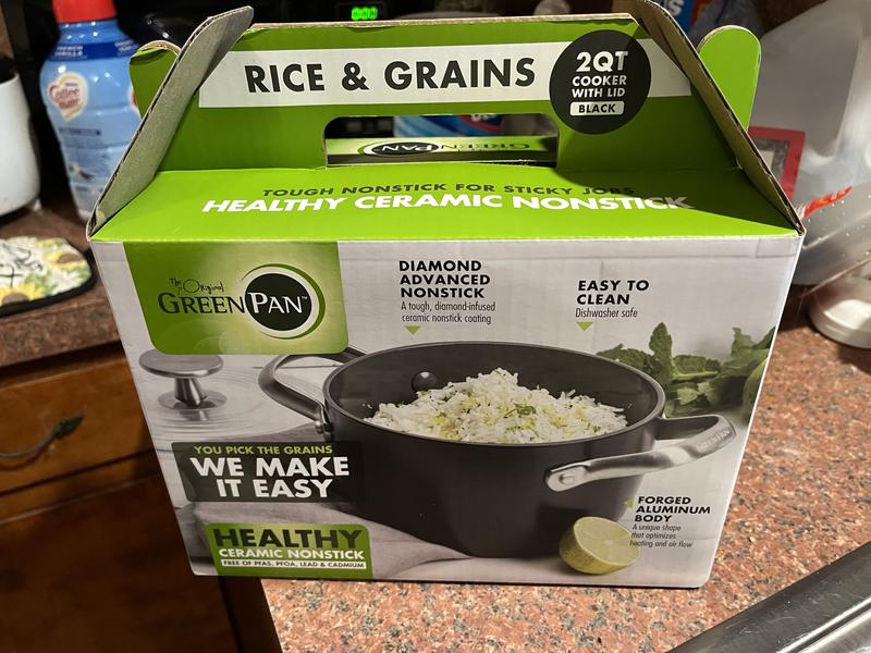 GreenPan 2-Quart Rice and Grains Cooker, Black