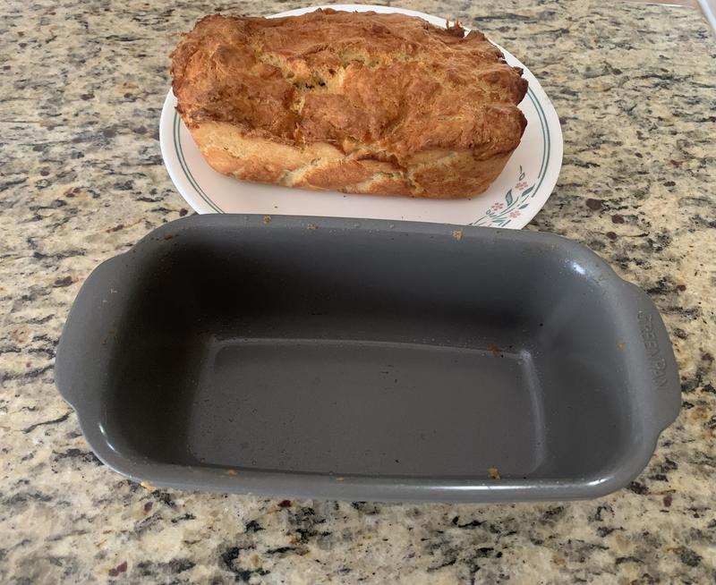 Bread slipped out readily and easy clean up of pan