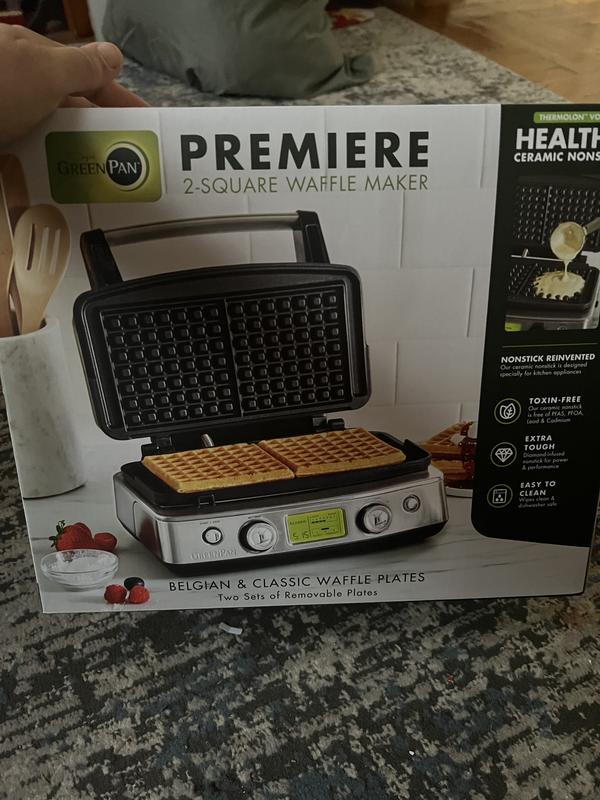 GreenPan Premiere Square Waffle Maker, 4-Square & 2 Square