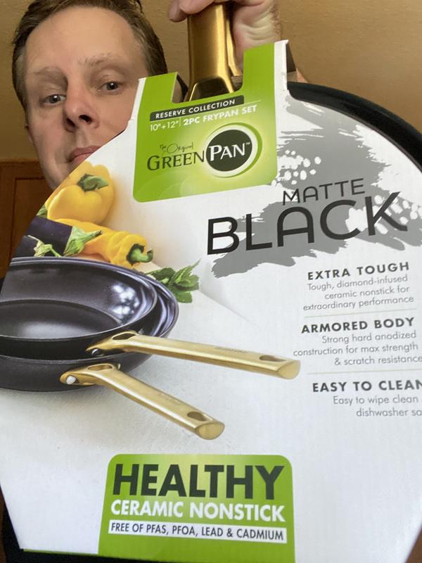 GreenPan Reserve 10pc Hard Anodized Healthy Ceramic Nonstick Cookware Set  Black
