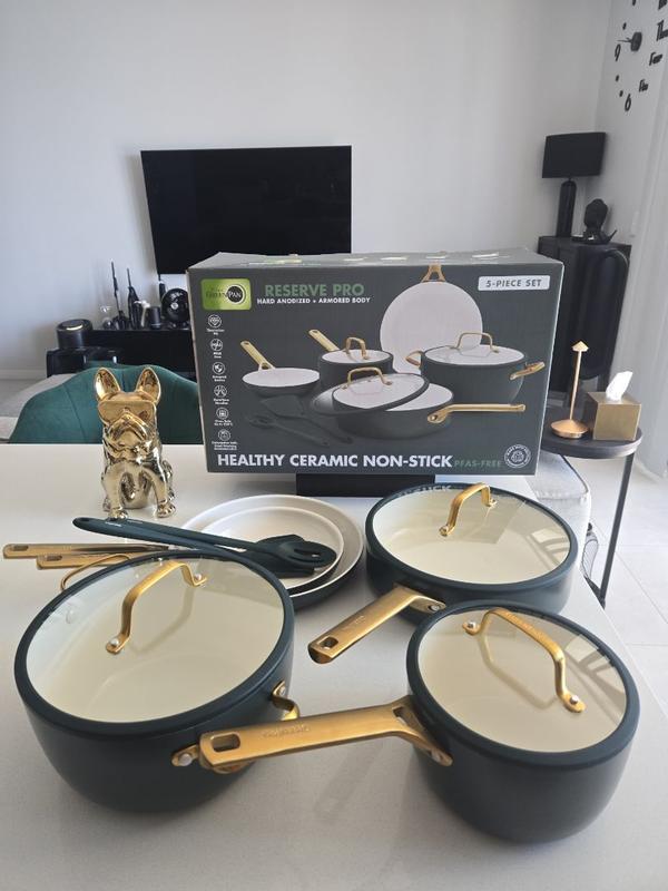Customer photo for "Beautiful 5 piece cookware set"