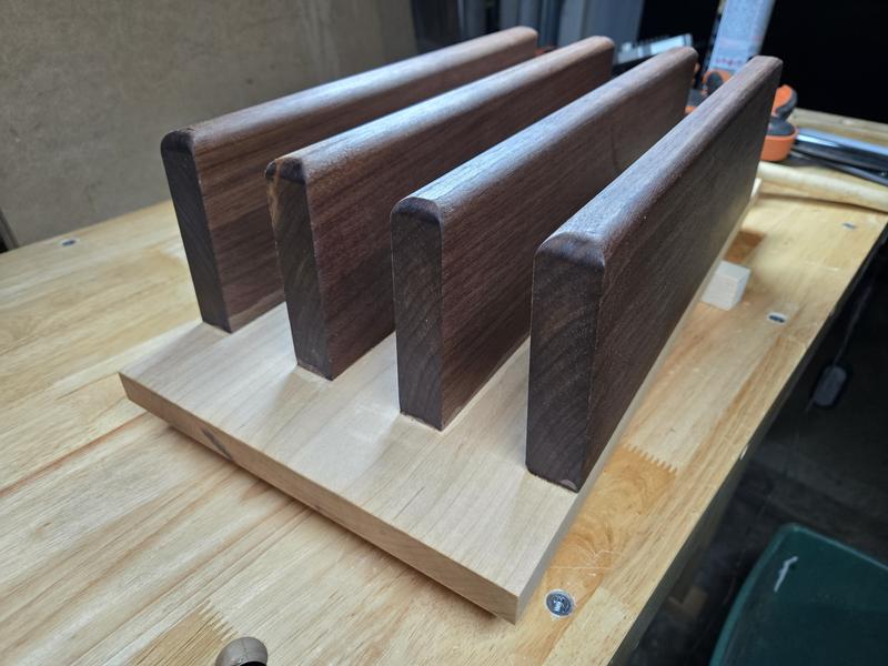 Walnut and Maple table leaf rack