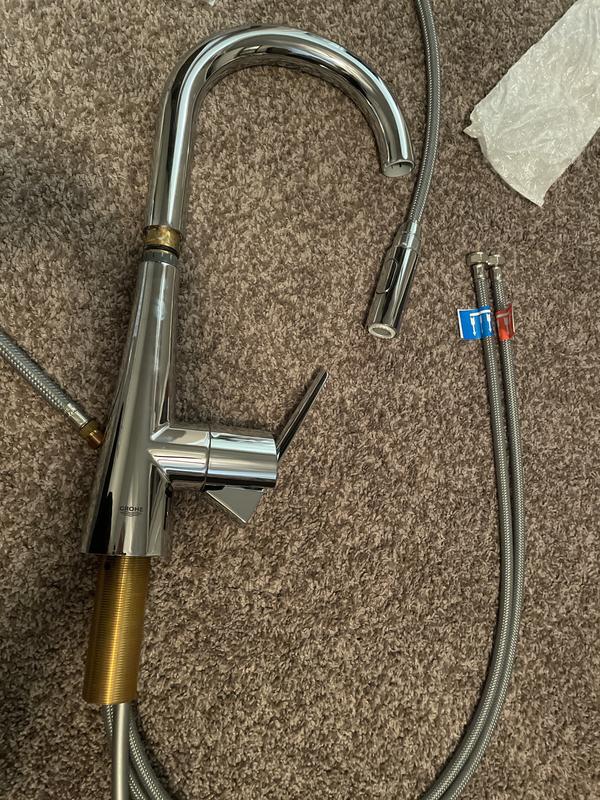 ぐら GROHE Zedra Supersteel Single Handle Pull-down Kitchen Faucet with