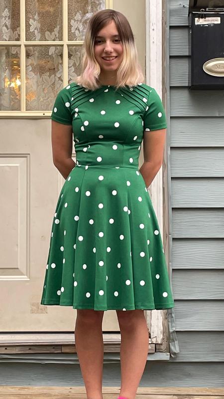 Vintage 60s Lime Green Polkadot Ruffled Mini Dress