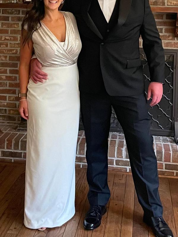 ralph lauren two tone jersey gown