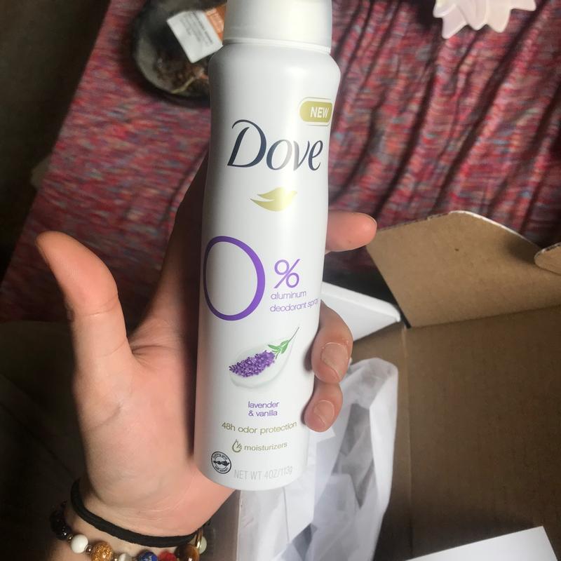 Dove 0% Aluminum Deodorant Spray Lavender & Vanilla, 4 OZ, 1