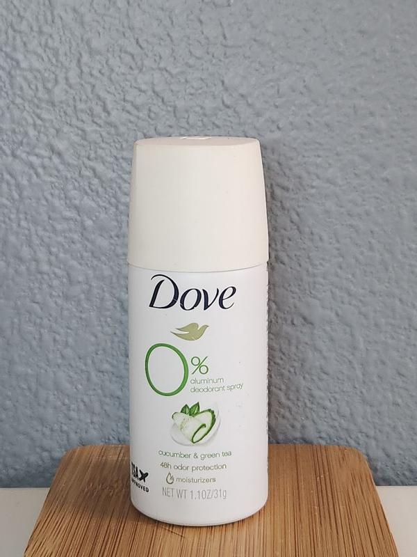 Dove 0% Aluminum Travel Size Deodorant Spray Cucumber & Green Tea