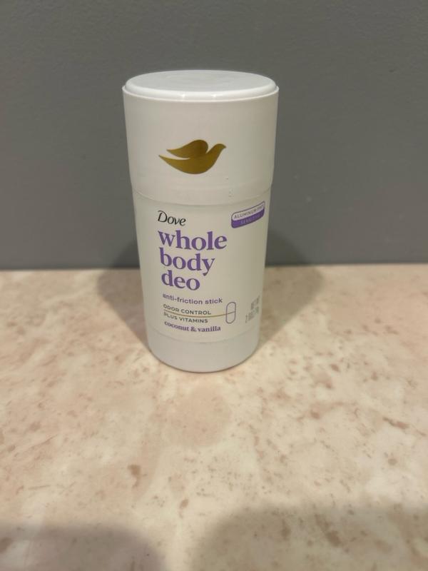 Dove Whole Body Deo Aluminum Free Invisible Cream Deodorant Coconut &  Vanilla for All Day Odor Control, 2.5 oz