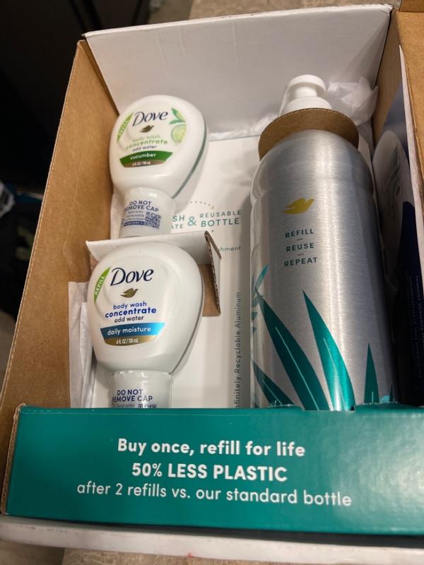 Dove Body Wash Concentrate + Reusable store Aluminum Bottle Kits / Refills Bundle