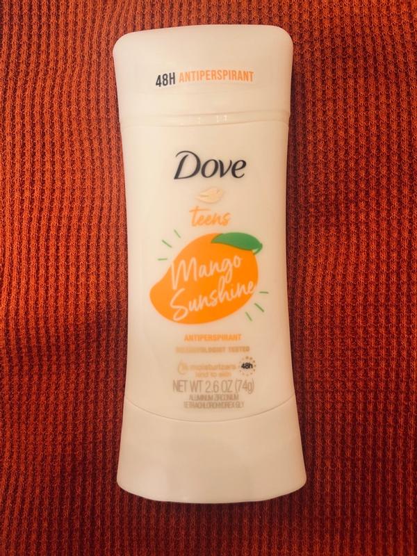 Dove Teens Antiperspirant Deodorant Stick Mango Sunshine,, 2.6 oz