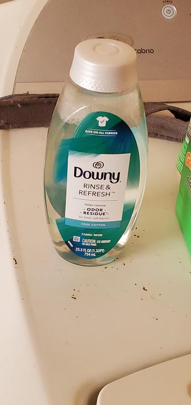 Downy RINSE & REFRESH Laundry Odor Remover and Fabric Softener, Cool  Cotton, 25.5 fl oz, Safe on ALL Fabrics, Gentle on Skin, HE Compatible