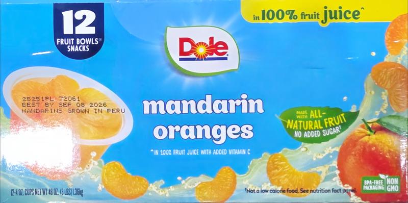 Dole® Mandarin Orange Fruit Bowls® in 100% Juice, 4 Count - Dole