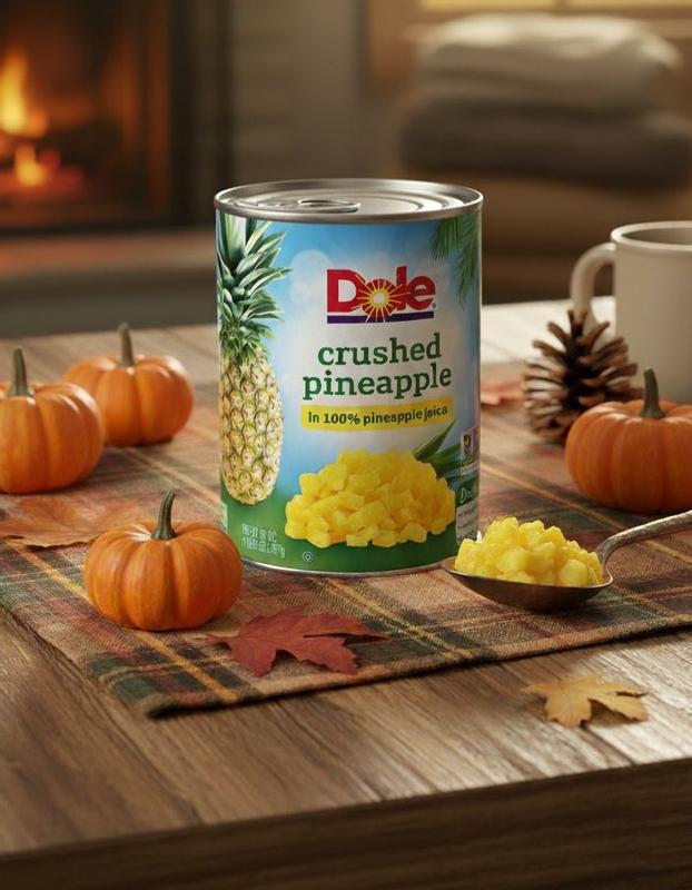 Dole® Canned Crushed Pineapple in 100% Juice: 20 oz, Large - Dole