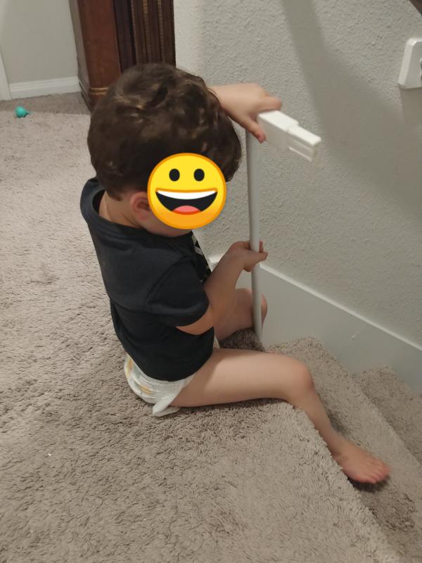Only thing I had to do was install it on the wall!| Installation was so simple that my 2.5 year old was putting it together with me!| He was taking parts from me and putting it together.| Quick and easy to install at the top and bottom of the stairs.
