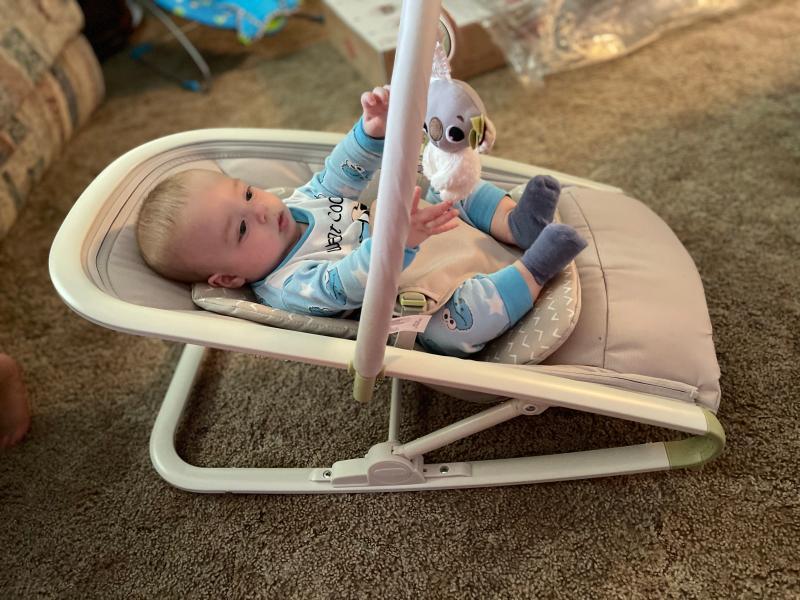 This one of the lower options but he prefers to sit up a little more| He loved the toys and the seat!