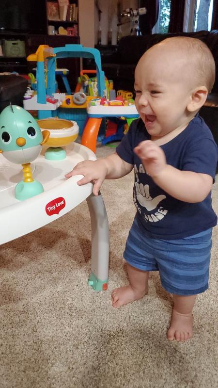 Baby was ecstatic about his new activity center!!!