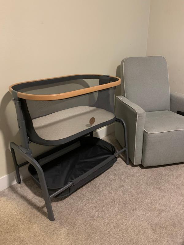 The bassinet on the tall setting it goes lower