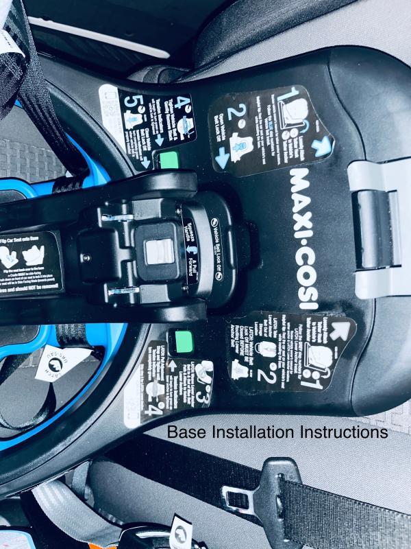 Seat Off of Cradle during Install| 3 Year Old Rear Facing| 5 Year Old Forward Facing| Tightness and Install Directions on Base| Infant Rear Reclined| 5 Year Old Rear Facing| 3 Year Old Forward Facing| Side Rotation View| Unremovable Buckle