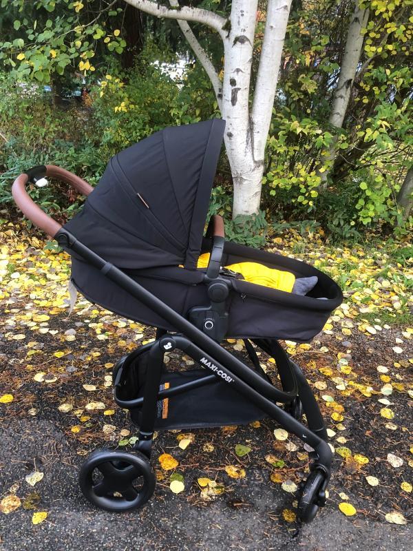 Vented Canopy| Carriage feature allows baby to sleep on our walks| Folded stroller| cup holder is an essential accessory