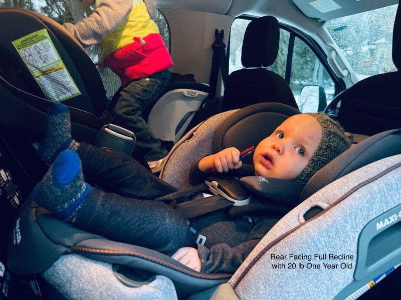 Seat Off of Cradle during Install| 3 Year Old Rear Facing| 5 Year Old Forward Facing| Tightness and Install Directions on Base| Infant Rear Reclined| 5 Year Old Rear Facing| 3 Year Old Forward Facing| Side Rotation View| Unremovable Buckle