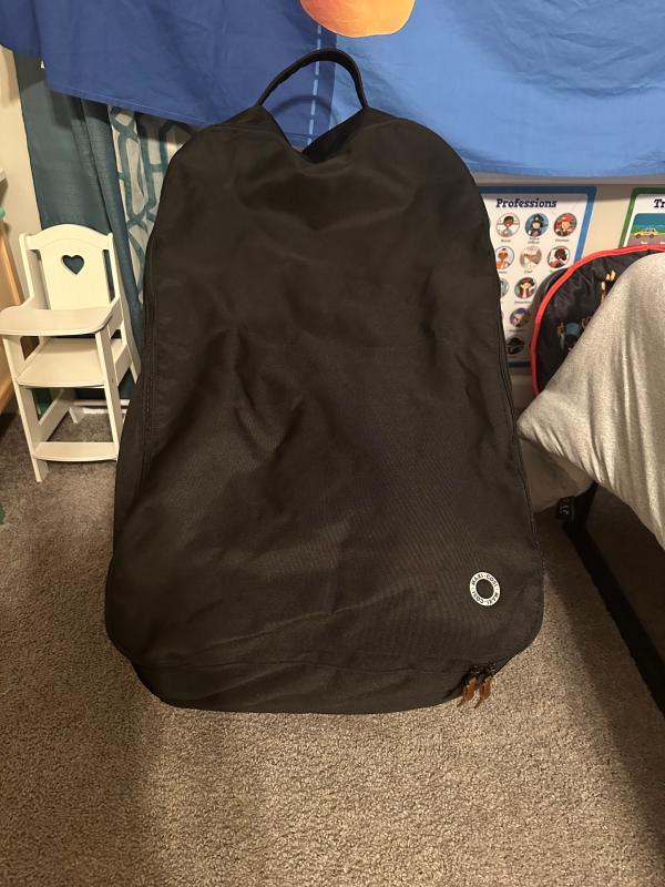 Front| Top| Back with straps tucked in| Wheels| Back with straps untucked