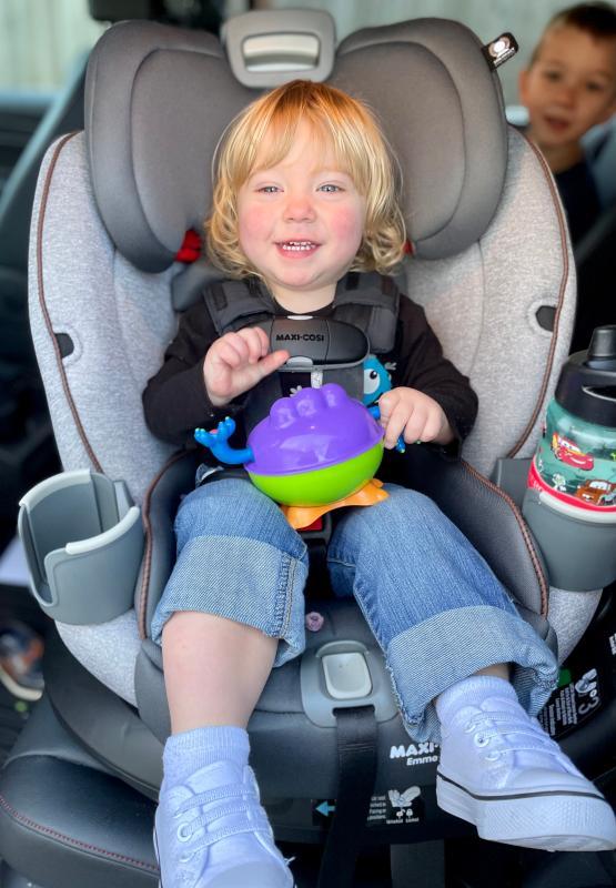 Happy little man in his new car seat!
