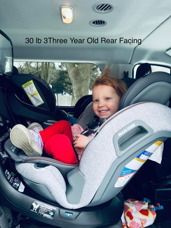 Seat Off of Cradle during Install| 3 Year Old Rear Facing| 5 Year Old Forward Facing| Tightness and Install Directions on Base| Infant Rear Reclined| 5 Year Old Rear Facing| 3 Year Old Forward Facing| Side Rotation View| Unremovable Buckle