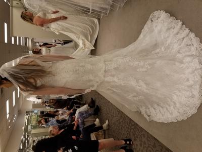 Oleg Cassini Off The Shoulder Lace Wedding Dress | David's Oleg Cassini Off The Shoulder Lace Wedding Dress | David's
