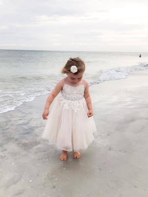 Floral Applique Spaghetti Strap Flower Girl Dress