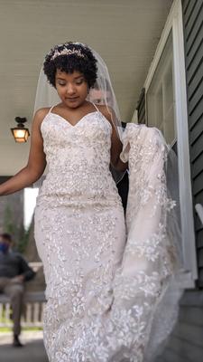 Embroidered and Beaded Lace Sheath Wedding Dress David s Bridal