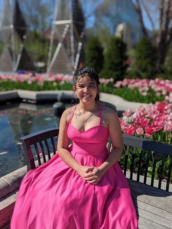 Satin Spaghetti Strap Ball Gown with Lace-Up Back | David's