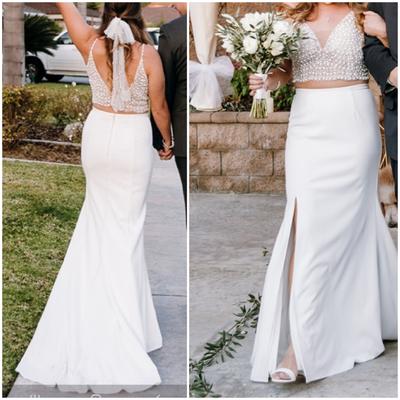 embellished spaghetti strap wedding separates top