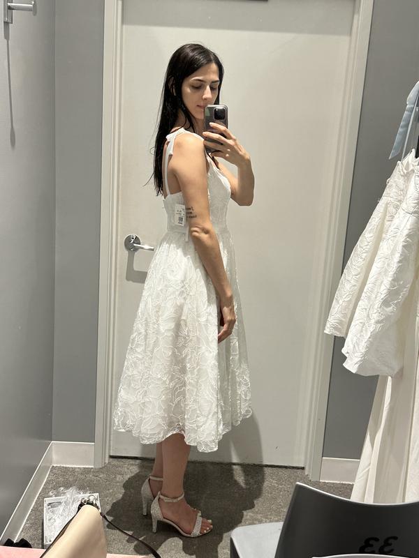 Floral Lace Midi Plus Dress with Silk Tie Straps | David's
