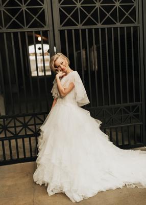 Oleg Cassini Organza Ruffle Skirt Wedding Dress