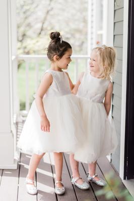 Flower Girl Dress with Tulle and Ribbon Waist