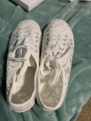white crochet trainers