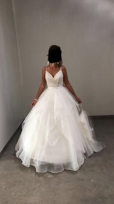 garza ball gown wedding dress with double straps