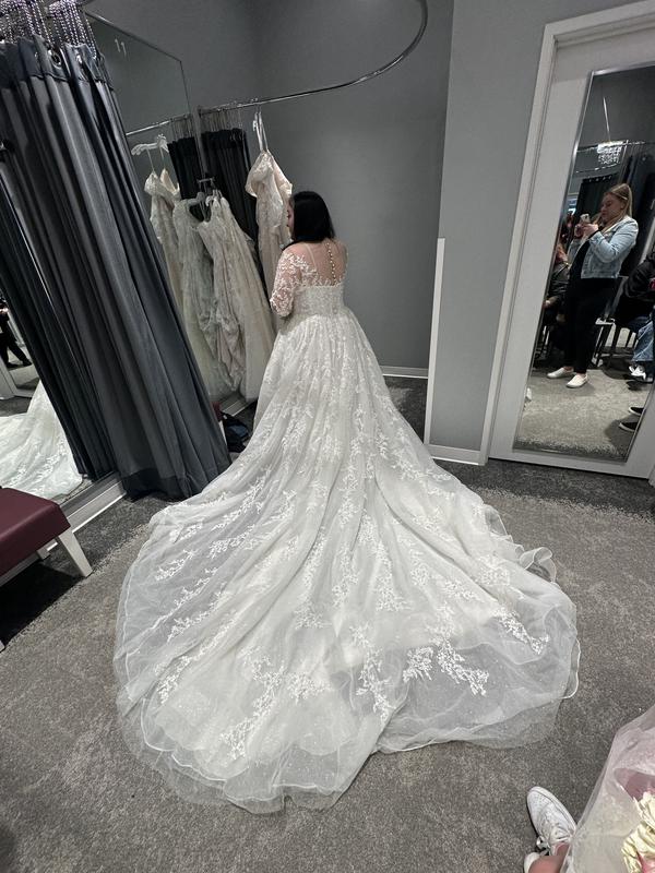 Lace Appliqued Illusion Long Sleeve Wedding Dress | David's Bridal