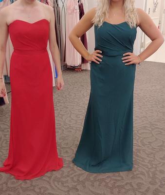 chiffon bridesmaid gown with lace back and inset