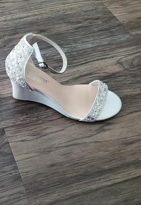 crystal and jewel embellished wedge sandals