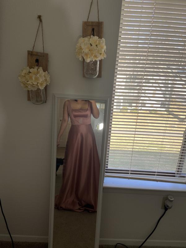 Satin Square Neck Tank Bridesmaid Dress