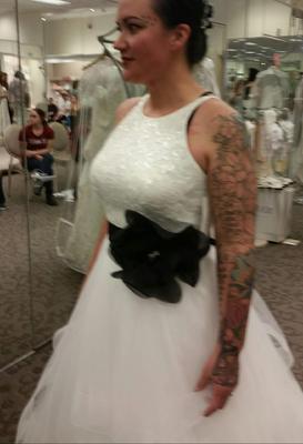 Floral sequin ball outlet gown with horsehair trim
