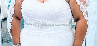 Grosgrain Sash with Linear Beaded Design | David's Bridal